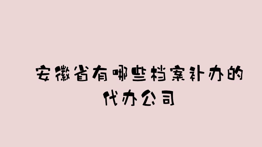 安徽省有哪些档案补办的代办公司