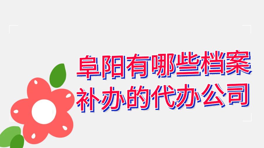 阜阳有哪些档案补办的代办公司？