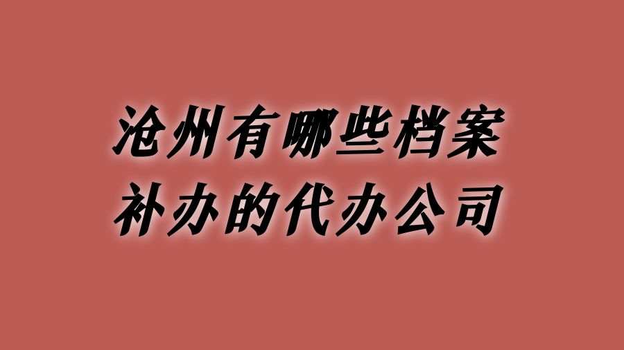 沧州有哪些档案补办的代办公司？