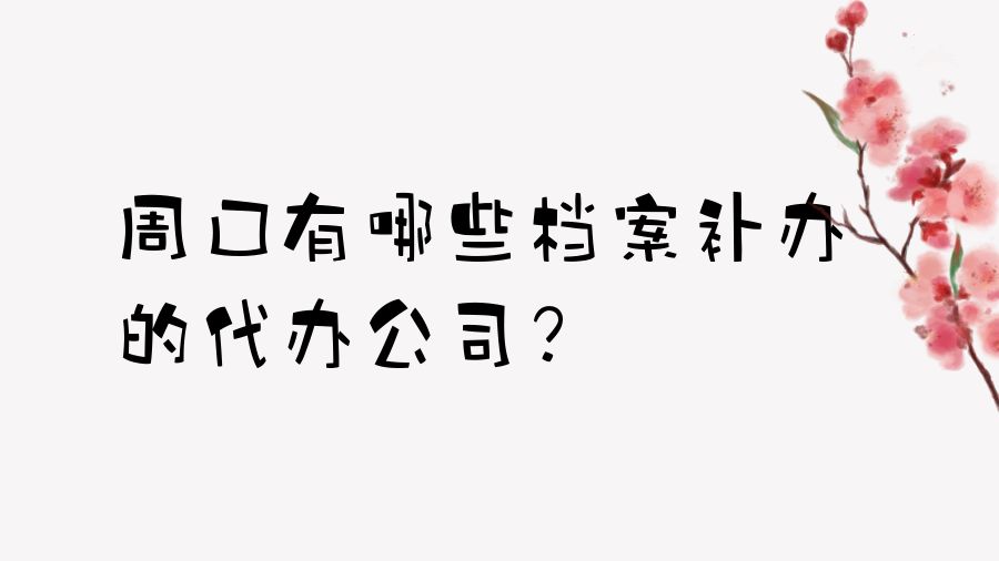 周口有哪些档案补办的代办公司？