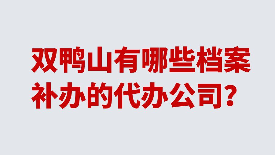 双鸭山有哪些档案补办的代办公司？