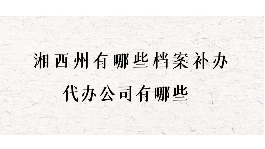 湘西州有哪些档案补办的代办公司？