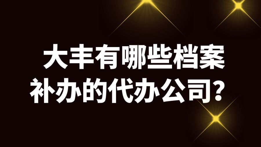 大丰有哪些档案补办的代办公司？