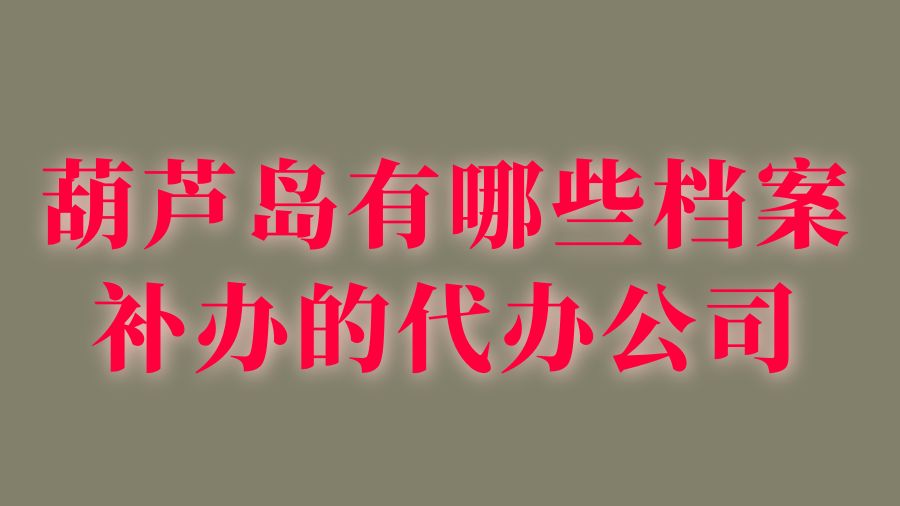 葫芦岛有哪些档案补办的代办公司？