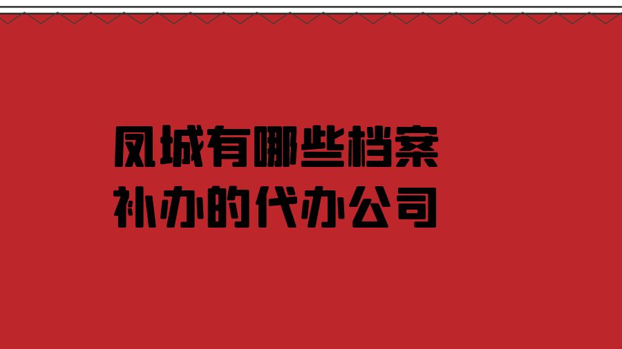 凤城有哪些档案补办的代办公司？