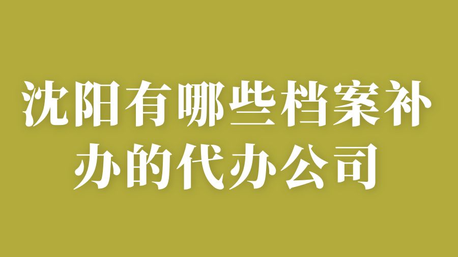 沈阳有哪些档案补办的代办公司？