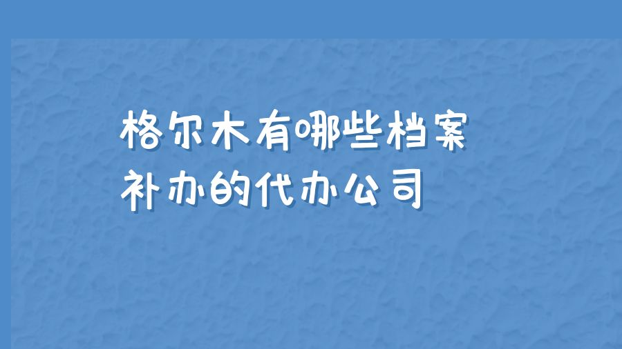 格尔木有哪些档案补办的代办公司？