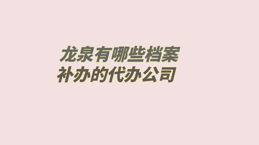 龙泉有哪些档案补办的代办公司？