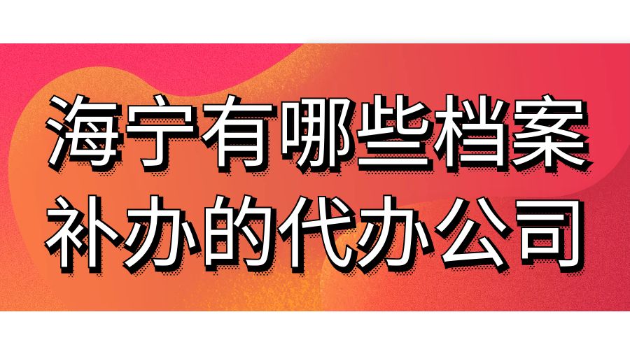 海宁有哪些档案补办的代办公司？